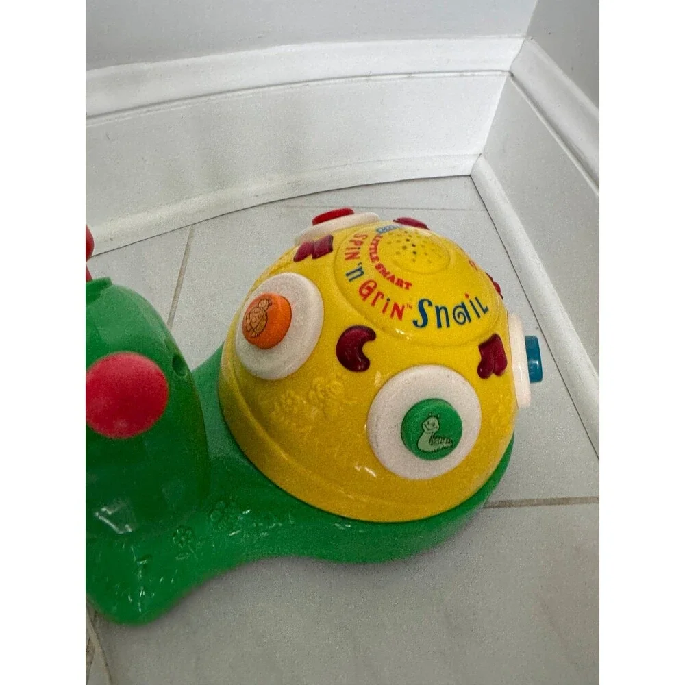 VTG 90s VTech Little Smart Spin 'N Grin Snail Pull Toy Works Music Interactive